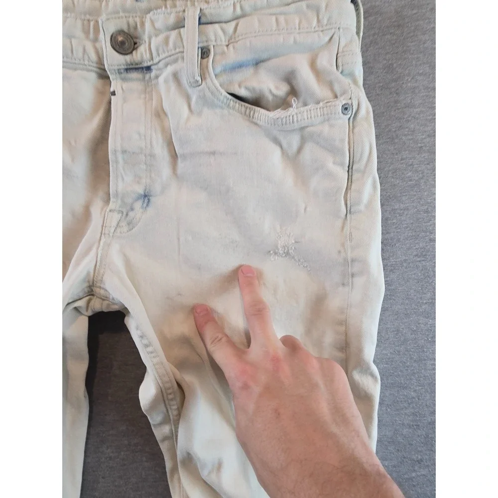 Allsaints Rex Damaged Jeans 33x33 White‎ Distressed Button Fly Denim
